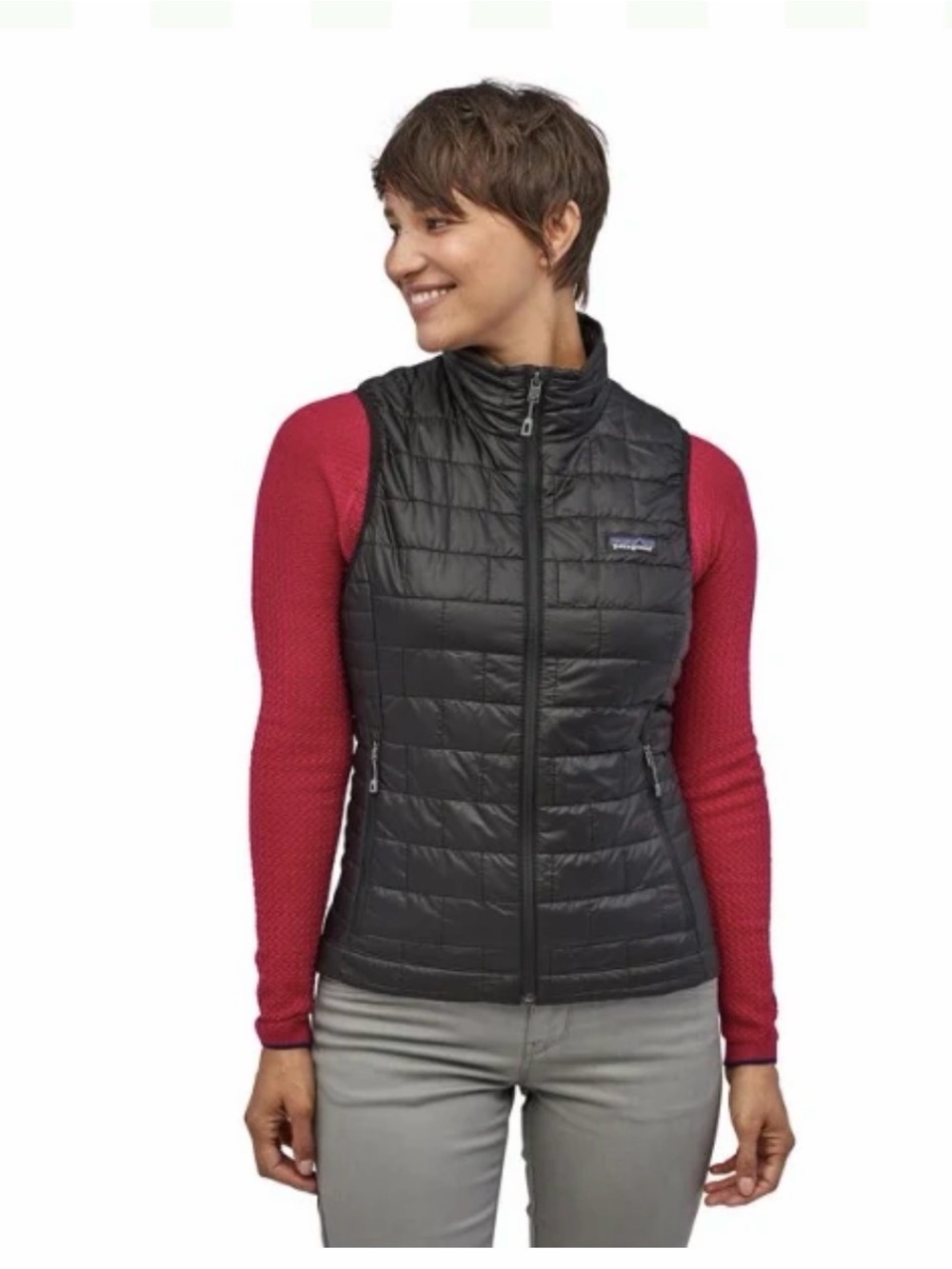 Patagonia Black Nano Puff Quilted Lightweight Insulated Full Zip Vest - Women's